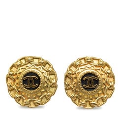 Chanel Coco Mark Chain Earrings Gold Plated Women's CHANEL
