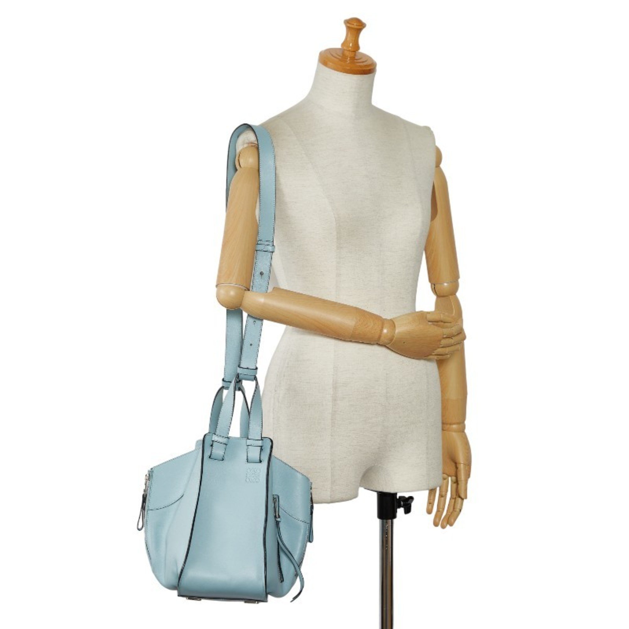 LOEWE Hammock Small Handbag Shoulder Bag Light Blue Leather Women's