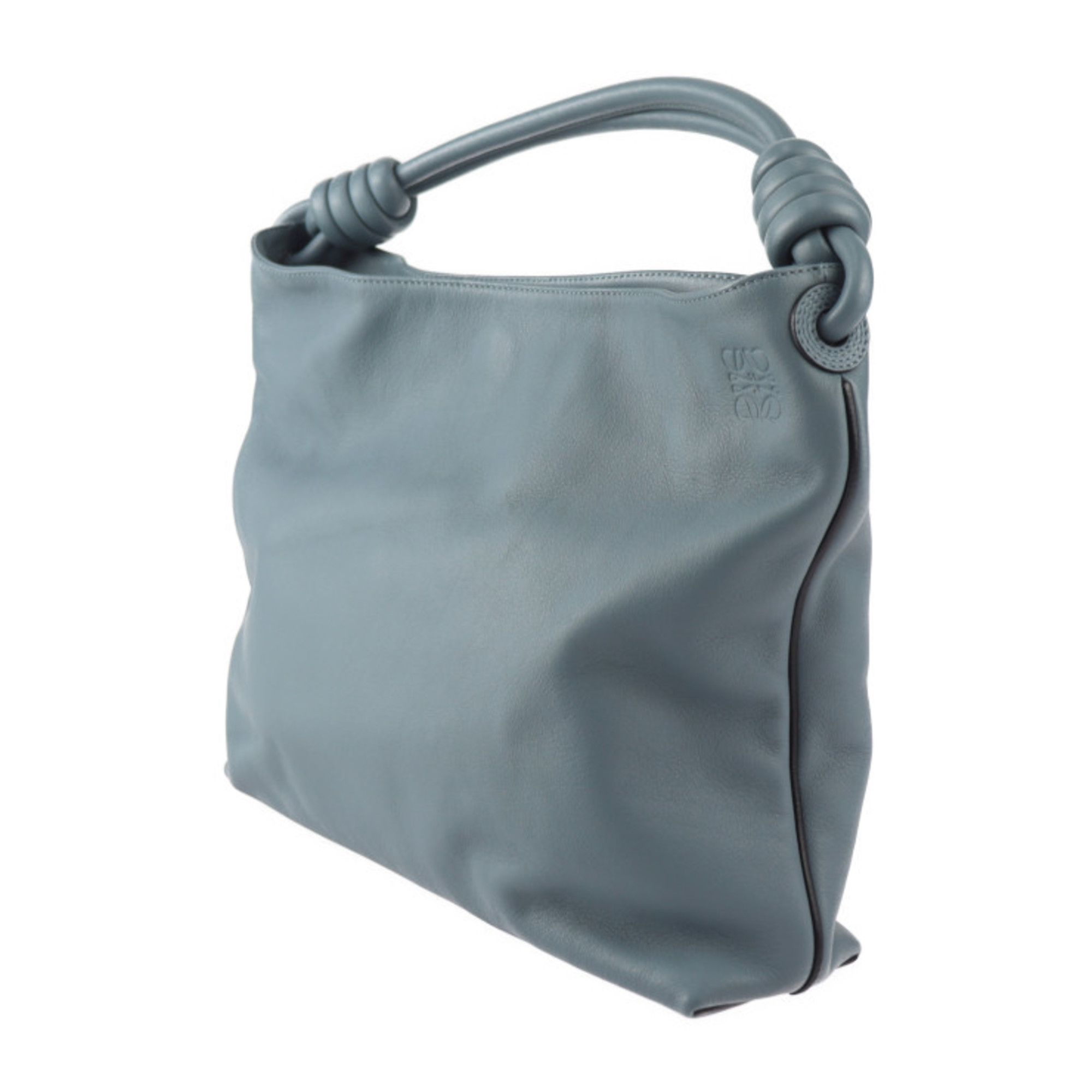 LOEWE Flamenco Hobo Small Handbag 334.30.L44 Calf Leather Light Blue Shoulder Bag Tote