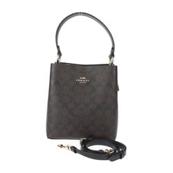 COACH Signature Handbag 2312 Leather Brown Black Shoulder Bag