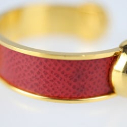 HERMES Hermes Bangle Metal Leather Gold Red C Cuff Bracelet