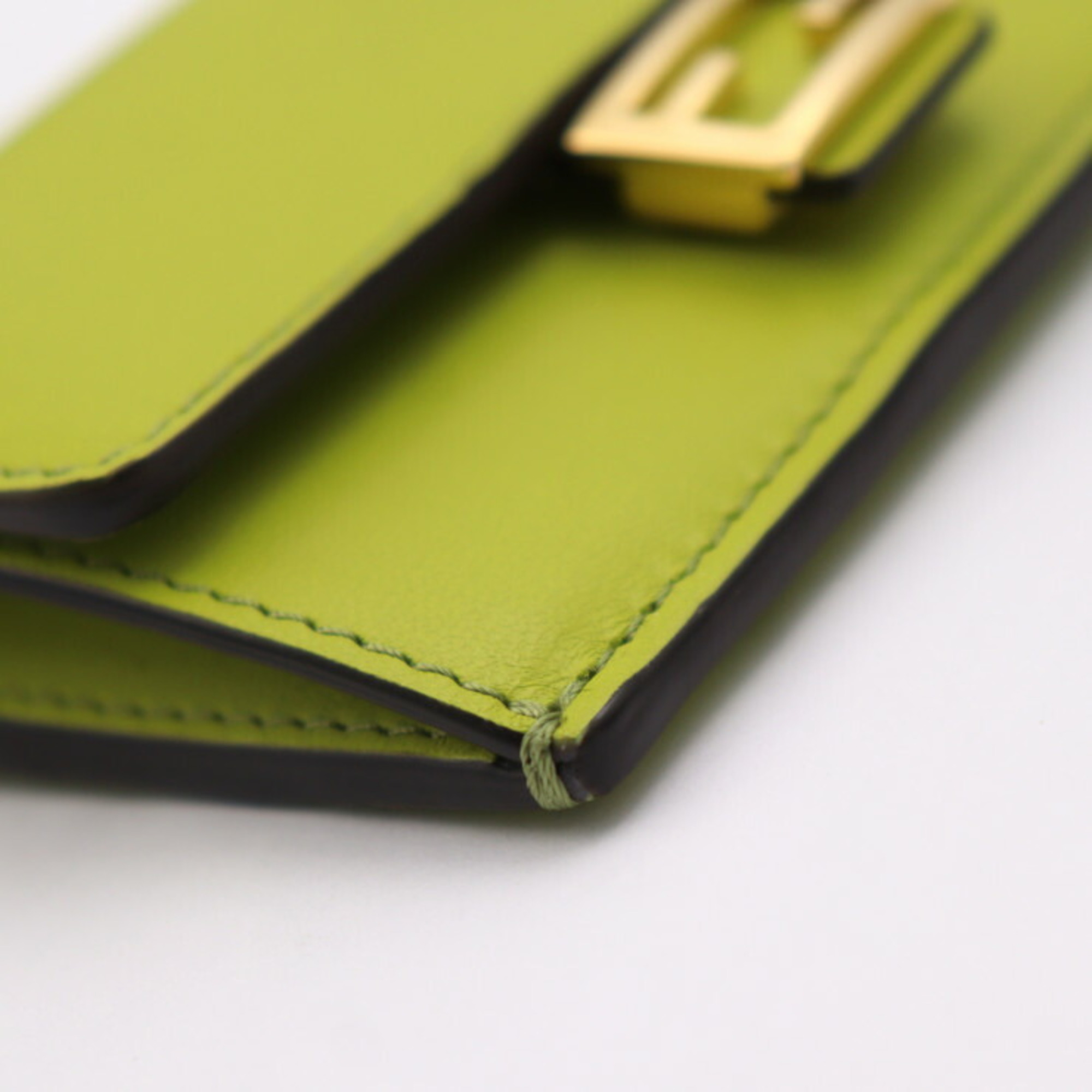 FENDI Baguette Card Holder Business Case 8M0423 Nappa Leather Green FF