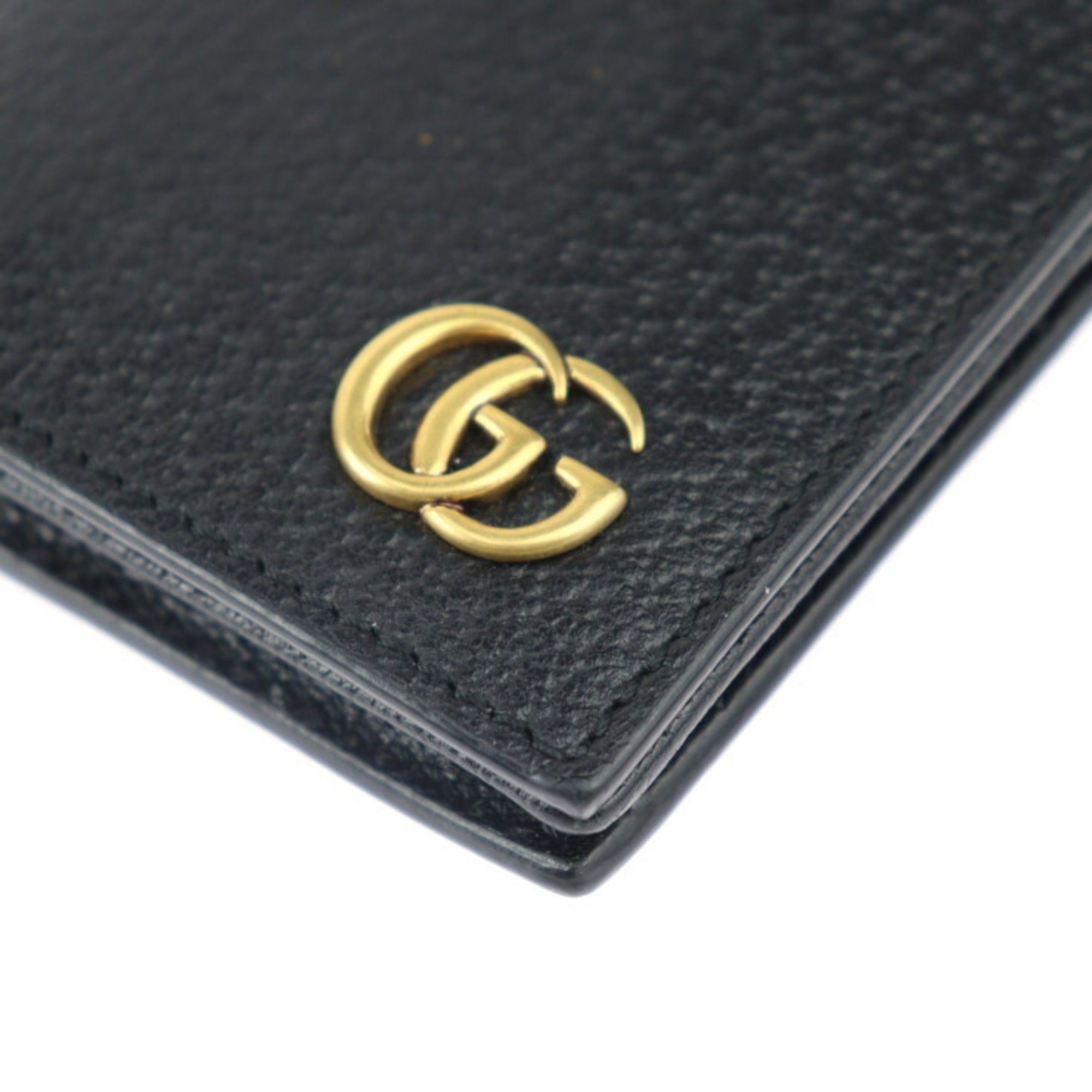 GUCCI GG Marmont Business Card Holder/Card Case 428737 Leather Black Holder Bi-fold