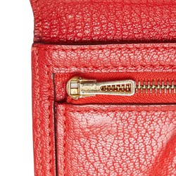 Hermes Bearn Soufflet Bi-fold Wallet Long Rouge Red Leather Women's HERMES