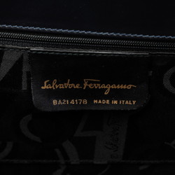 Salvatore Ferragamo Vara Ribbon Handbag Shoulder Bag BA21 4178 Black Blue Leather Canvas Women's