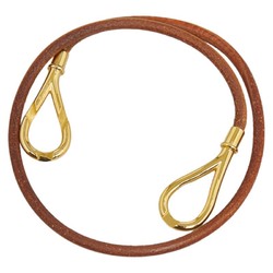 Hermes Jumbo Choker Bracelet Gold Brown Plated Leather Women's HERMES
