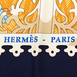 Hermes Carre 90 VARANGUES Veranda Scarf Muffler Navy Blue Multicolor Silk Women's HERMES