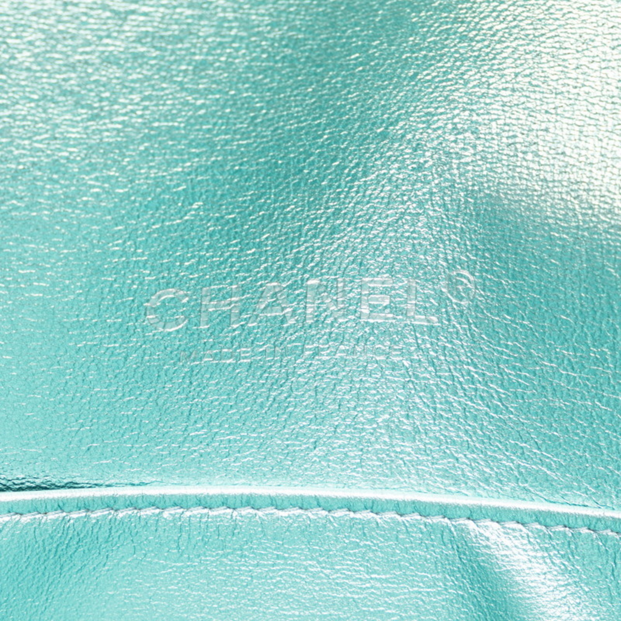 Chanel Black Lace Coco Mark Star Chain Shoulder Bag Metallic Blue Vinyl Calfskin Women's CHANEL