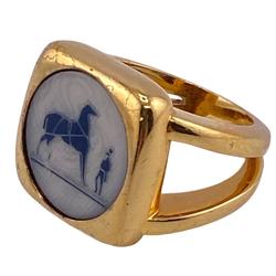 HERMES Corozo Ring, Gold, Unisex, Z0006644