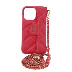 CHANEL Coco Ball Smartphone Case iPhone13Pro Chain Shoulder Phone/Smartphone Pink Women's Z0006648