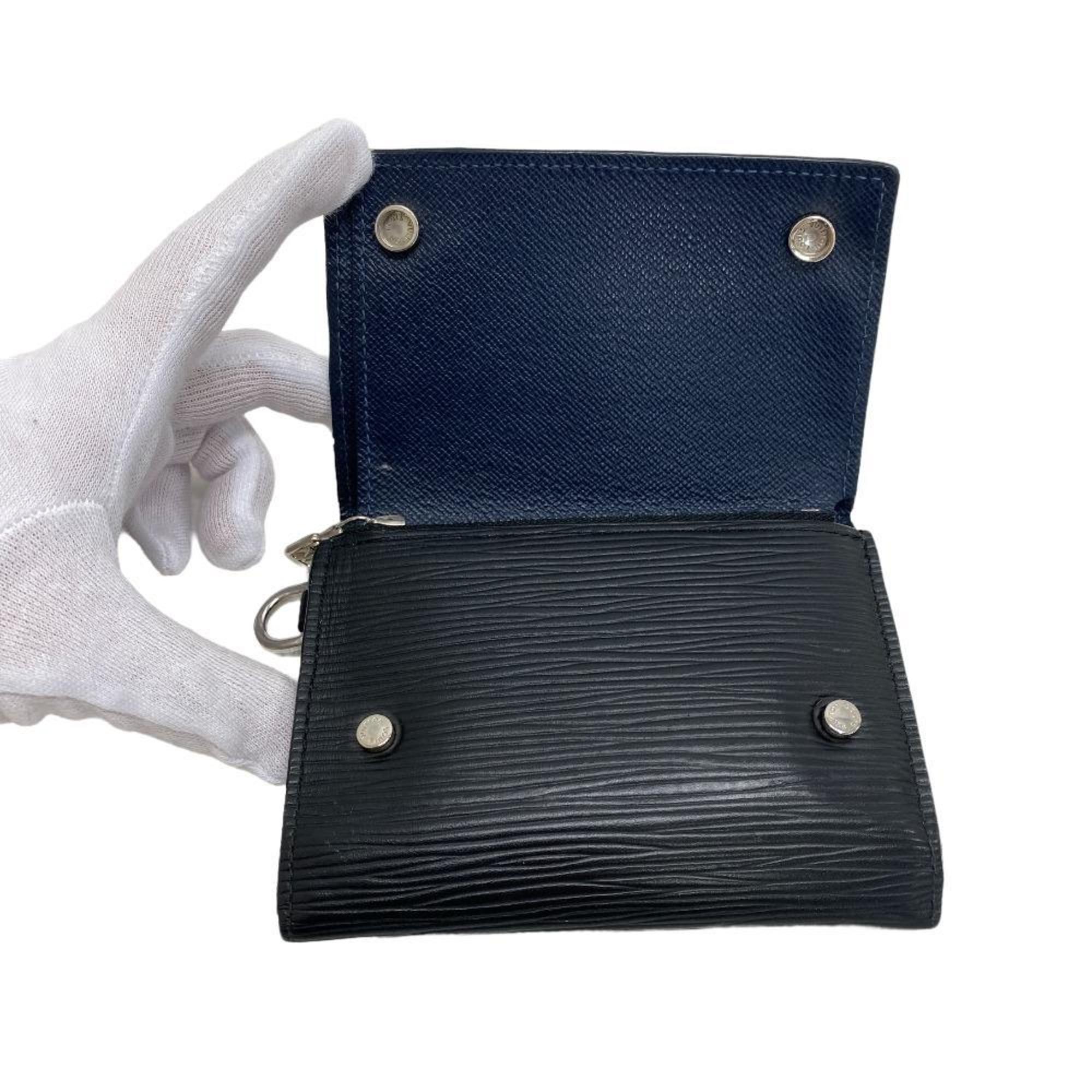 LOUIS VUITTON M63518 LV Circle Chain Compact Wallet Epi Tri-fold Black Men's Z0006579