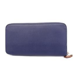 Hermes Long Wallet Azap Silk In D Stamp Veau Epsom Blue Nuit Men's Women's