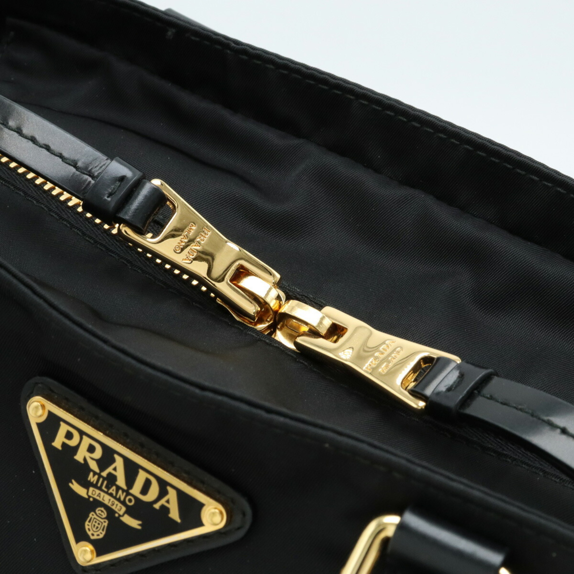 PRADA Prada Tote Bag Shoulder Nylon Leather NERO Black 1BG291