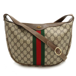 GUCCI Old Gucci GG Plus Sherry Line Shoulder Bag Khaki Beige Brown 89.018.303
