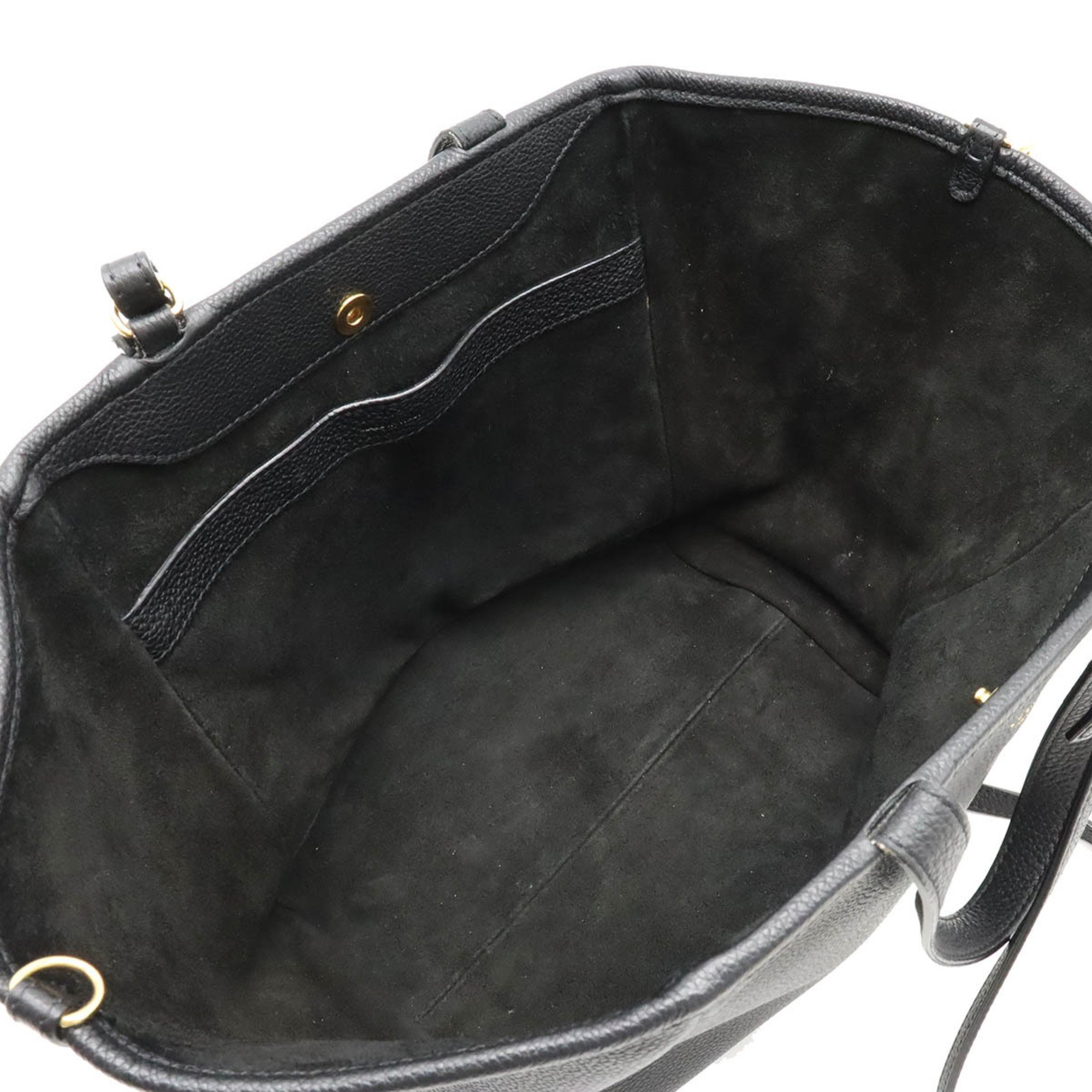 CELINE Small Fold Cabas Tote Bag Shoulder Leather Black 194073