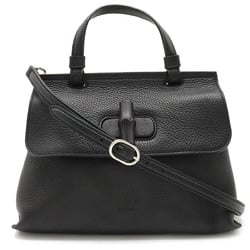 GUCCI Bamboo Daily Bag Handbag Shoulder Leather Black 370831