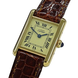 Cartier Women's Must Tank SM Vermeil Quartz 925 Leather W1003153 Square Watch