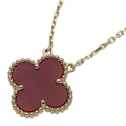 Van Cleef & Arpels Alhambra Necklace for Women, 750YG, Carnelian, Yellow Gold, Polished