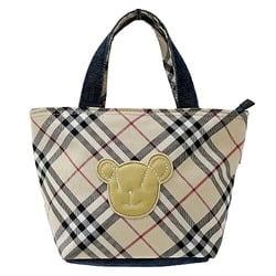 Burberry BURBERRY Bag Women's Handbag Nylon Denim Beige Check Bear Compact Micro