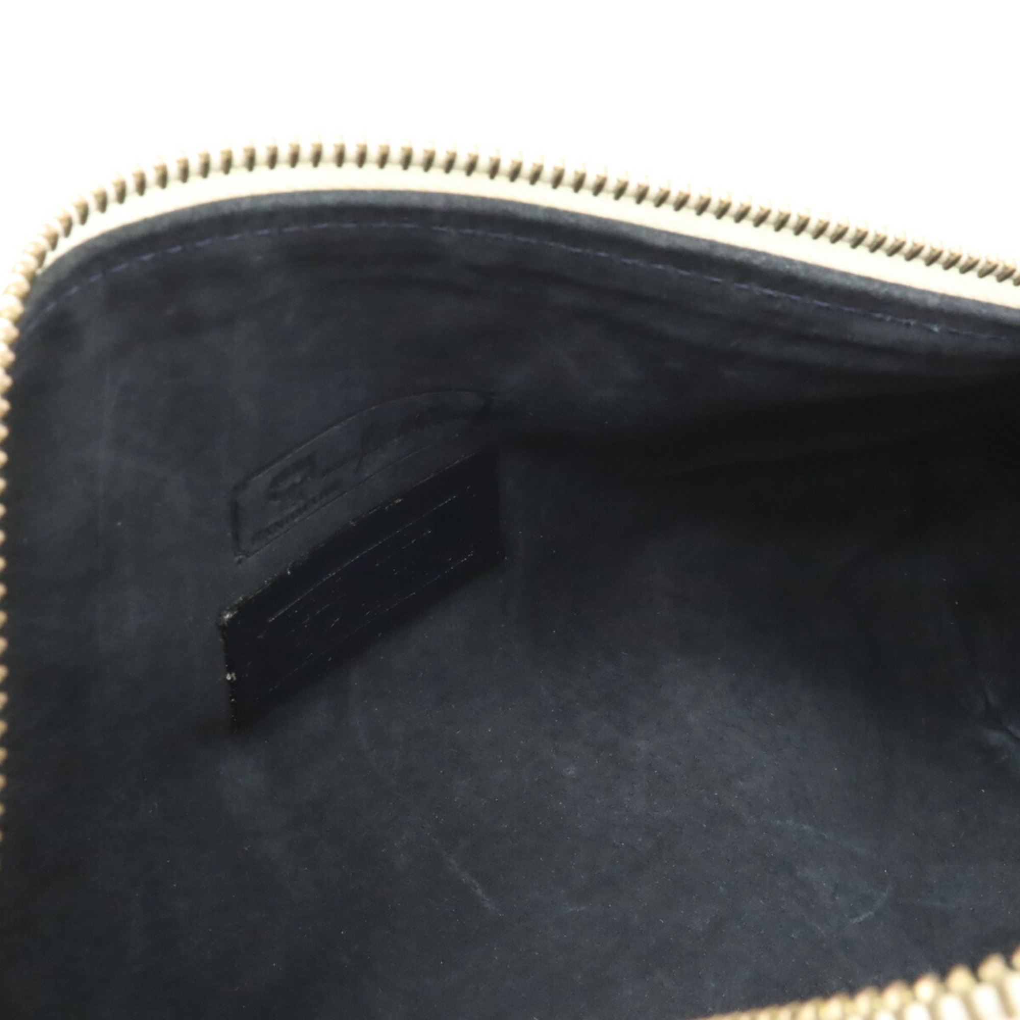 MCM Glam Visetos Shoulder Bag Pochette Drum PVC Leather White Black
