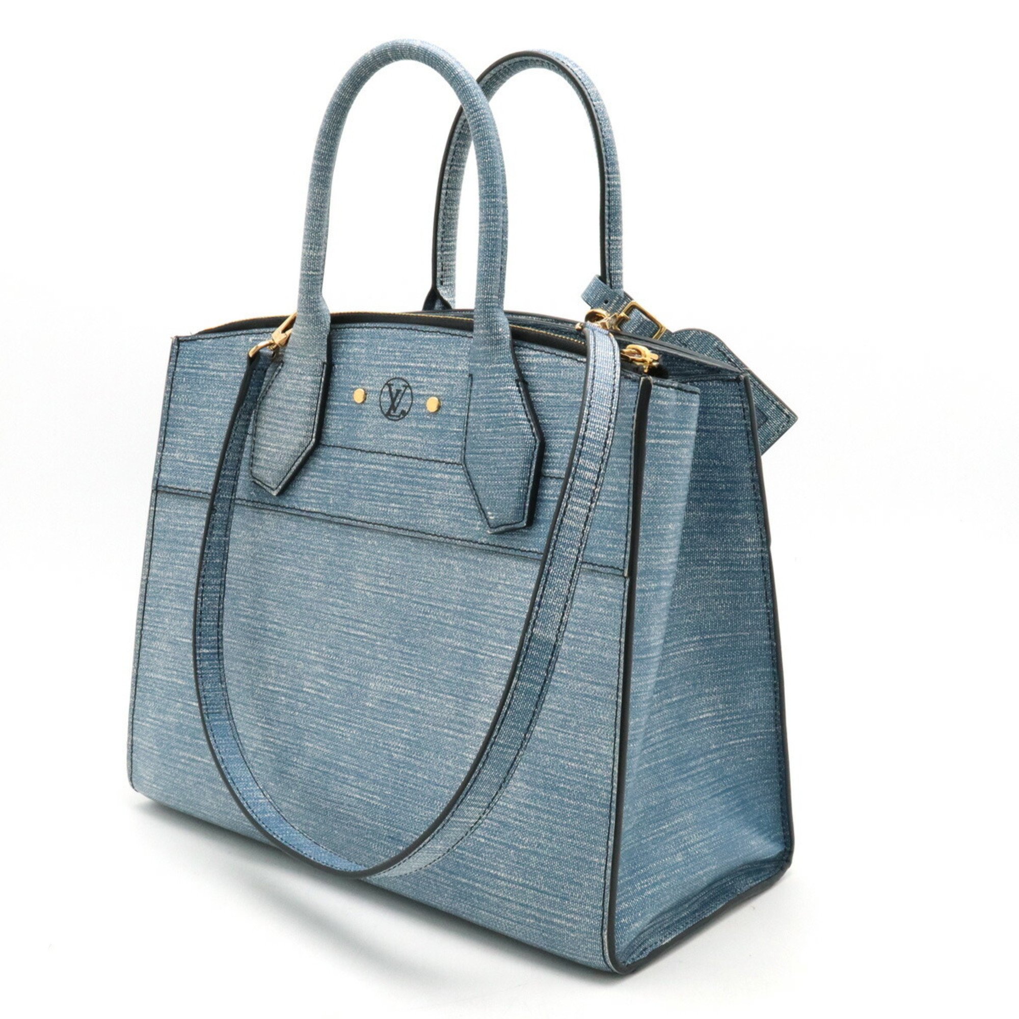 LOUIS VUITTON Louis Vuitton Steamer MM Handbag Tote Bag Shoulder PVC Blue M54509