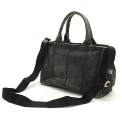 PRADA CANAPA Tote Bag Shoulder Denim NERO Black Purchased at Boutique B2439G