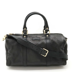 GUCCI Guccissima Handbag Boston Shoulder Bag Leather Black 203696