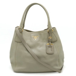 PRADA VIT.DAINO Tote Bag, Handbag, Shoulder Leather, Light Greige, 1BC534