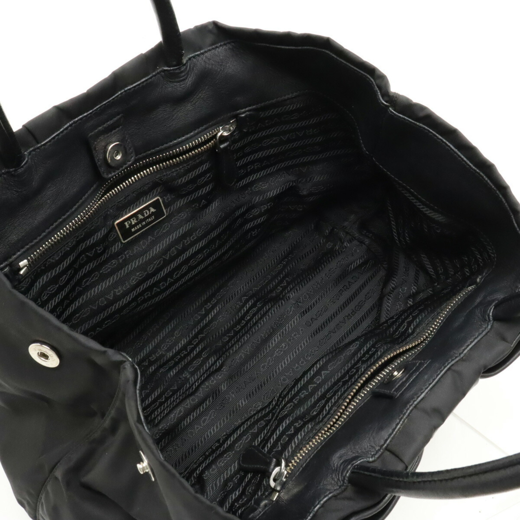 PRADA Prada Tote Bag Handbag Ribbon Nylon Nappa Leather NERO Black Purchased at a domestic boutique BN1601