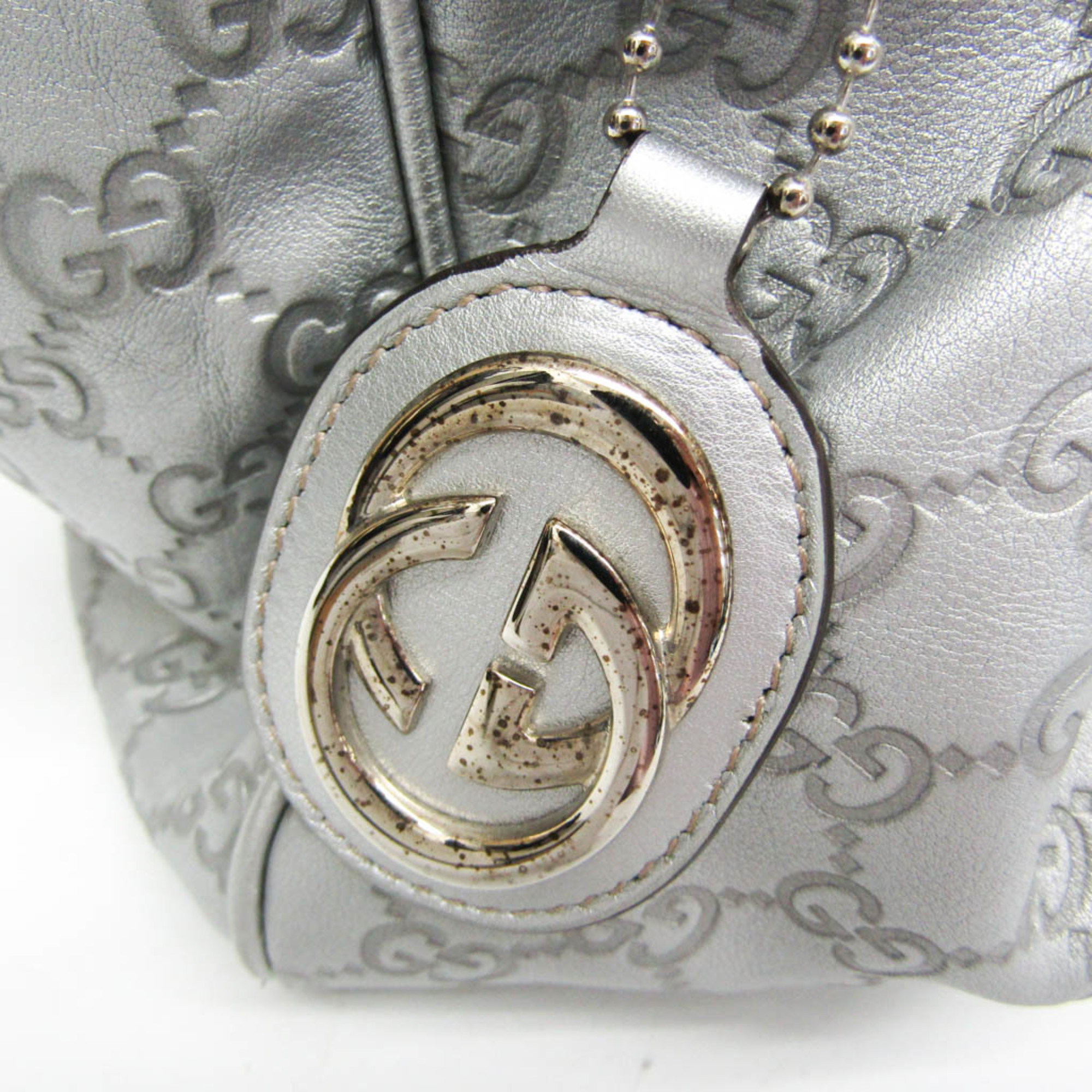 Gucci Guccissima Sukey 211944 Women's Leather Handbag Silver