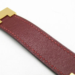 Hermes Lurie Reversible Leather,Metal Bangle Black,Bordeaux,Gold