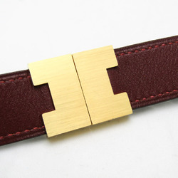 Hermes Lurie Reversible Leather,Metal Bangle Black,Bordeaux,Gold