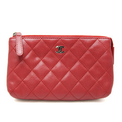 Chanel Matelasse Women's Leather Pouch Red Color
