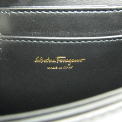 Salvatore Ferragamo Gancini AU-21 G998 Women's Leather Shoulder Bag Black