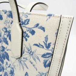 Gucci GG Ribbon Herbarium 432684 Women's Canvas,Leather Tote Bag Blue,Off-white