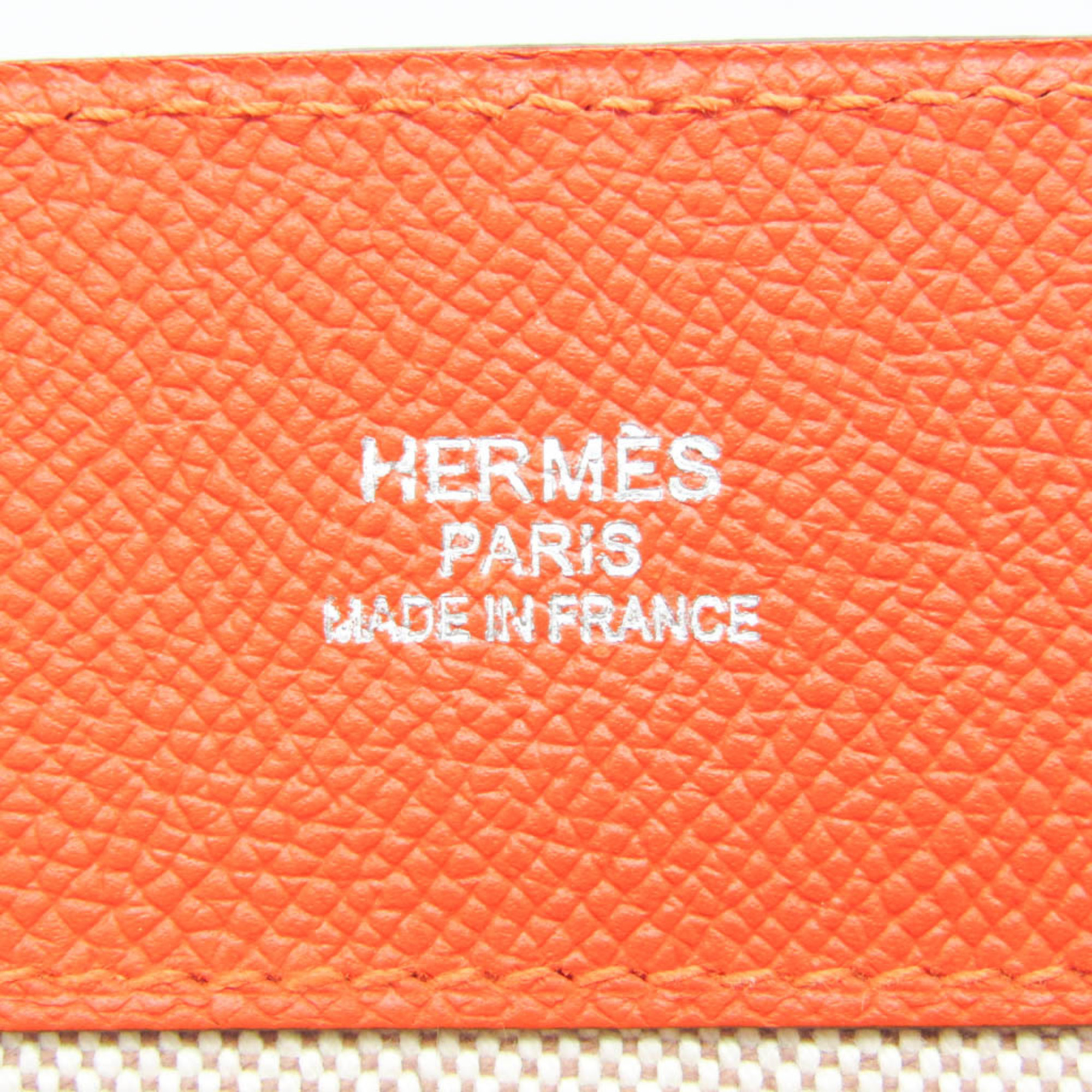 Hermes Maxi Box Cabas 36 Women's Epsom Leather,Suede Tote Bag Brown,Orange