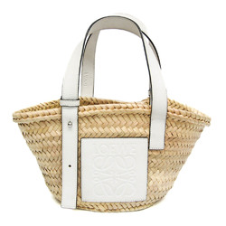 Loewe Basket Bag Small A223S93X04 Women's Wisteria Vine,Leather Handbag Beige,White