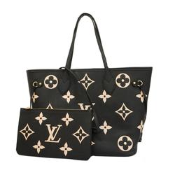 Louis Vuitton Tote Bag Monogram Empreinte Neverfull MM M58907 Black Beige Women's
