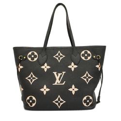 Louis Vuitton Tote Bag Monogram Empreinte Neverfull MM M58907 Black Beige Women's