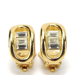 Christian Dior Earrings Metal Gold Rhinestone Plated Women's