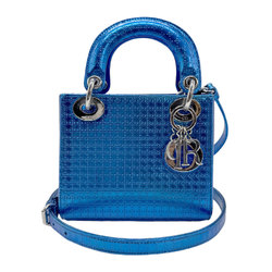 Christian Dior handbag shoulder bag leather metallic blue women's z0881