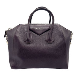 Givenchy Antigona Handbag Shoulder Bag Leather Dark Purple Silver Women's z1090