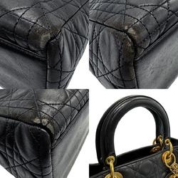 Christian Dior handbag shoulder bag Lady leather black gold women's z1064