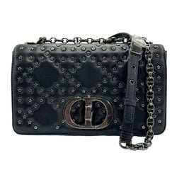 Christian Dior Shoulder Bag CARO Leather Black Women's z1079