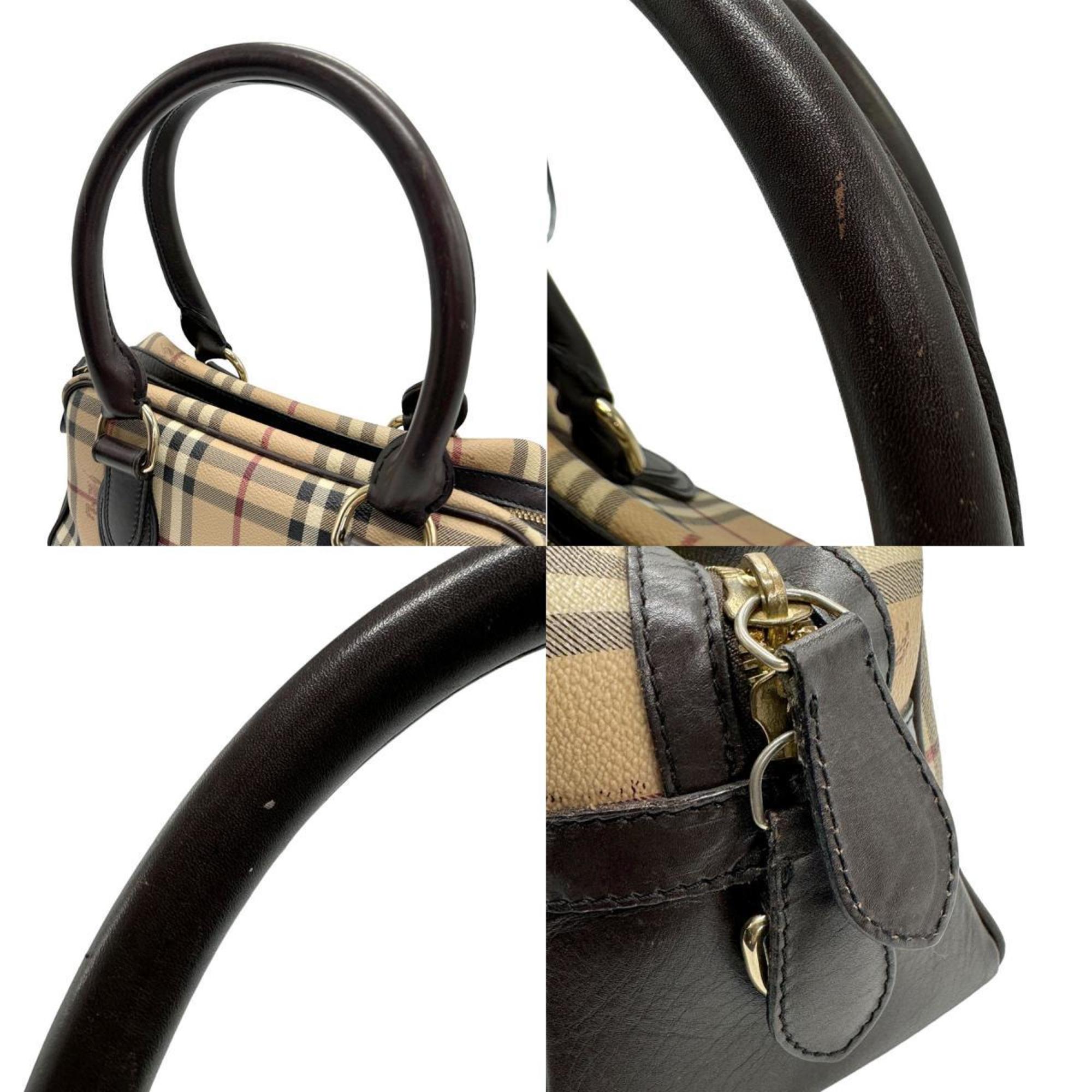 Burberry Handbag Coated Canvas Leather Brown x Beige Women's z1074