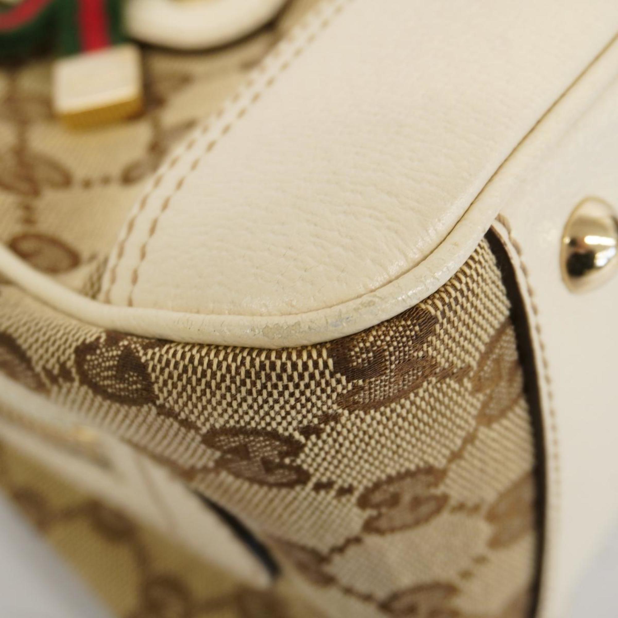 Gucci Handbag GG Canvas Sherry Line 161720 Ivory Beige Women's