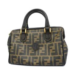 Fendi handbag Zucca leather brown black ladies