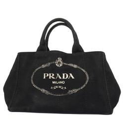 Prada Tote Bag Canapa Canvas Black Women's