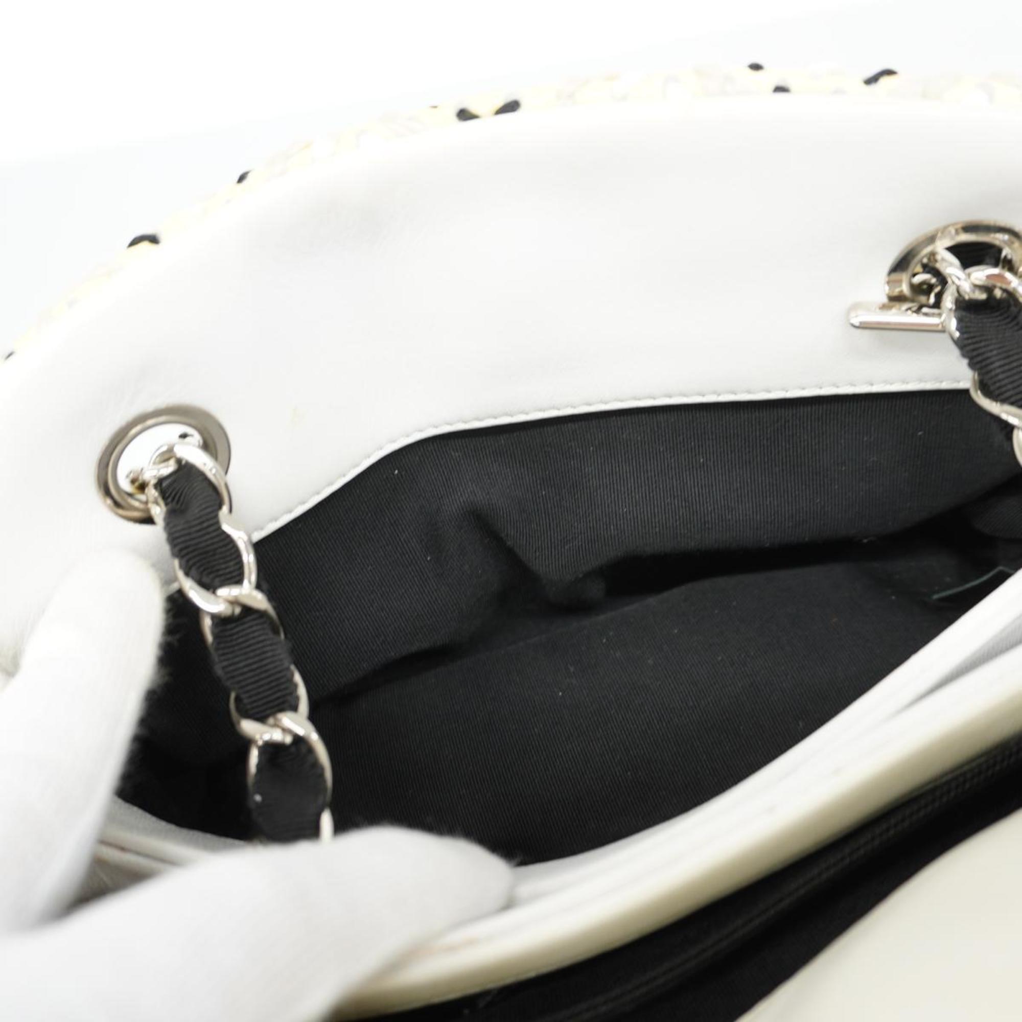 Chanel handbag patent leather black white cream yellow ladies