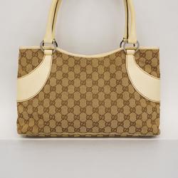 Gucci Tote Bag GG Canvas 113015 Ivory Brown Women's